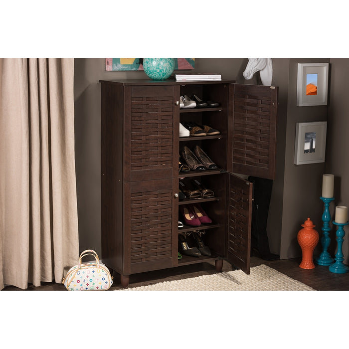 Winda Contemporary (4-Door) Wood Shoe Cabinet