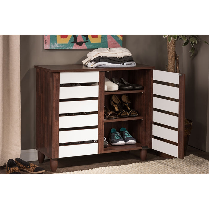 Gisela Contemporary (2-Tone) Wood Shoe Cabinet