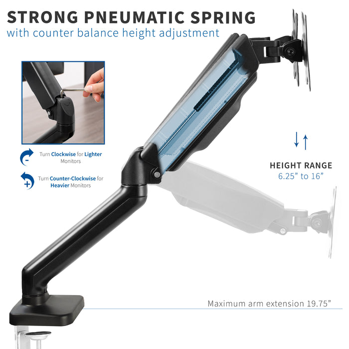 Pneumatic Arm Dual Monitor Desk Mount