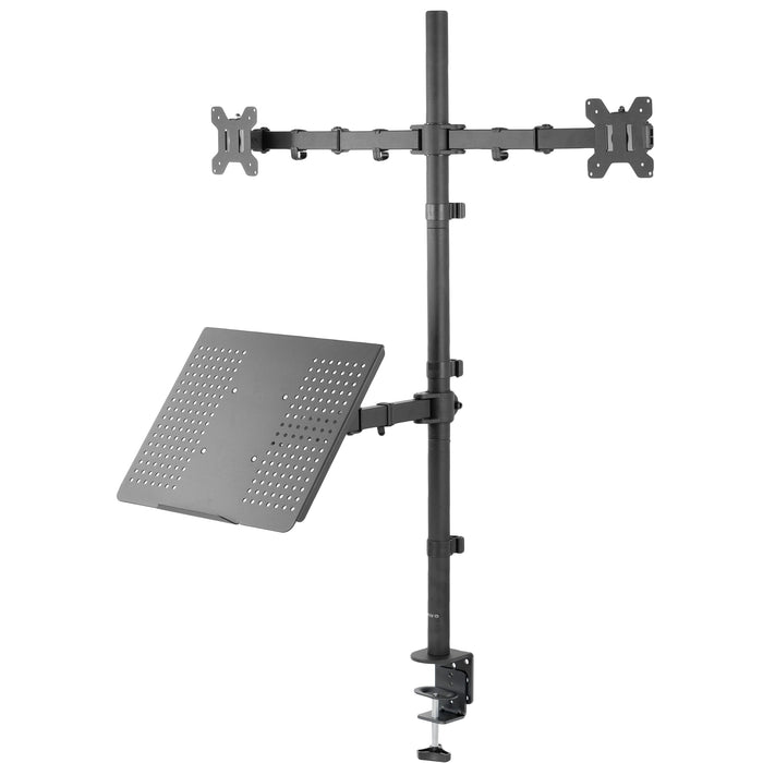 Dual Monitor Extra Tall Desk Mount with Laptop Holder