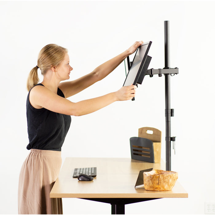 Extra Tall Dual Monitor Stand Up Desk Mount —