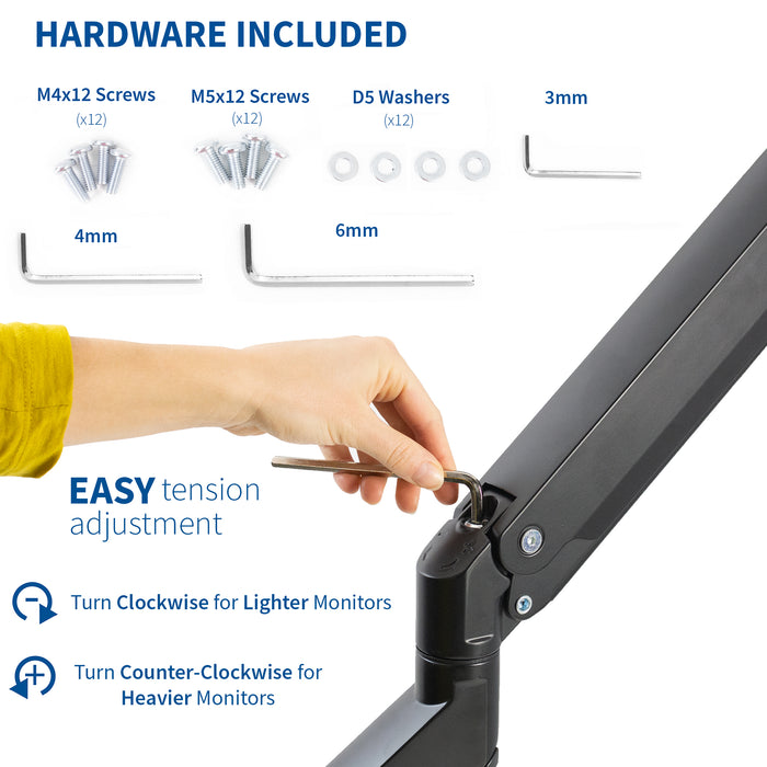 Pneumatic Arm Triple Monitor Desk Mount