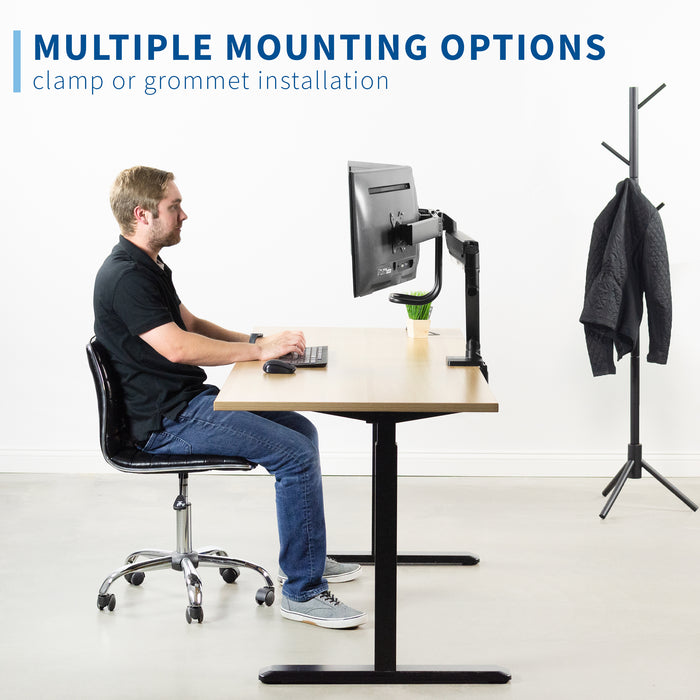 Pneumatic Arm Triple Monitor Desk Mount