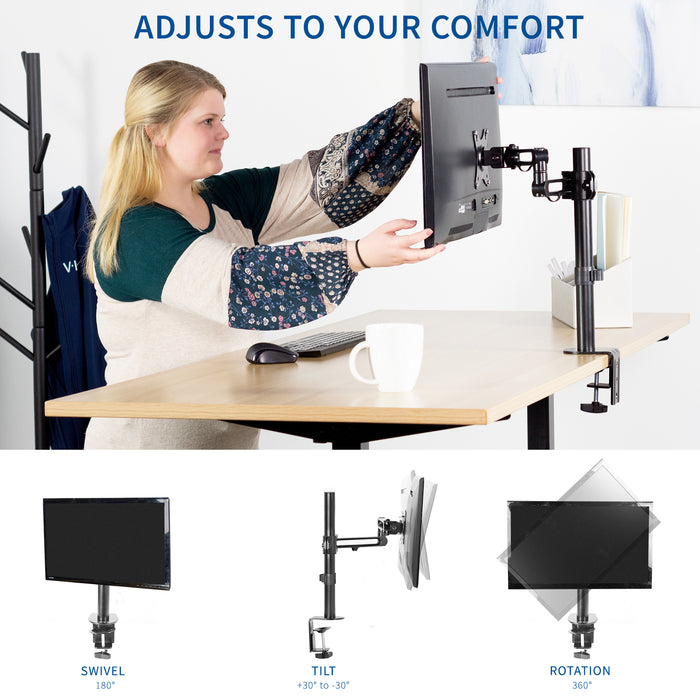 Single Monitor Desk Mount Stand with Articulating Arm Joint