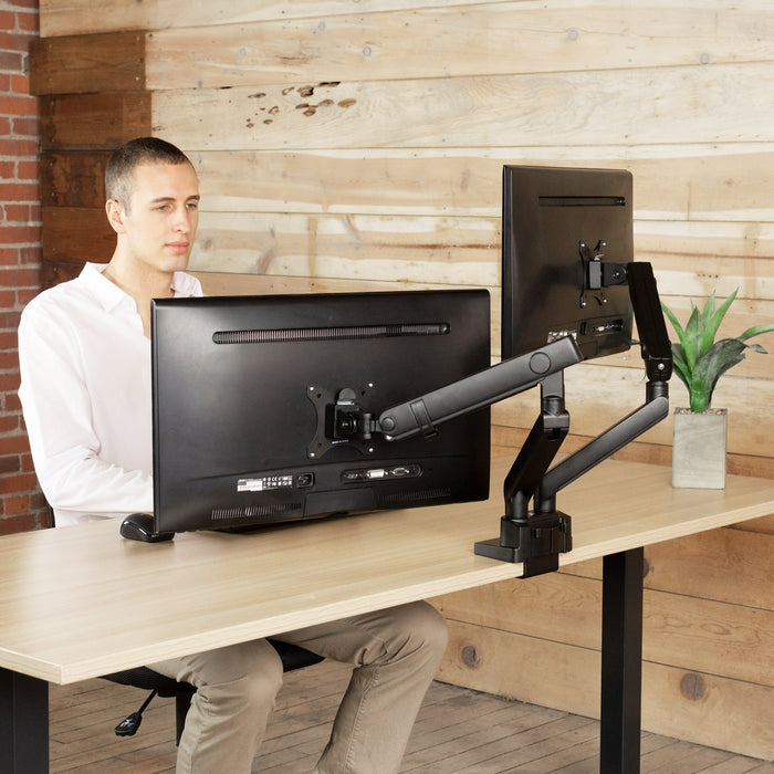 Pneumatic Arm Dual Monitor Desk Mount (17" to 32")