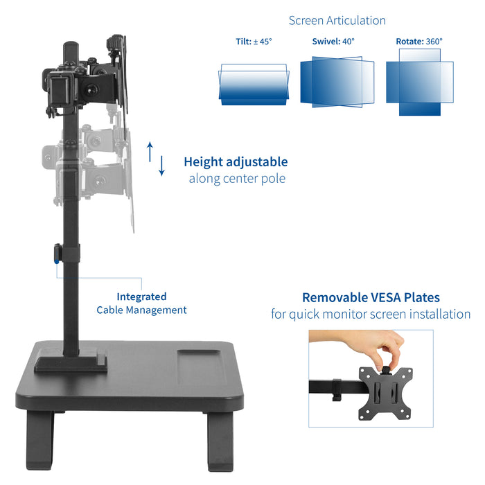 Dual Monitor Desk Stand with Riser