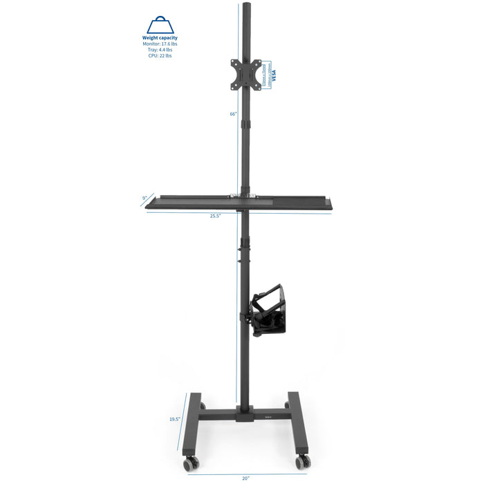 Black Adjustable Computer Mobile Cart