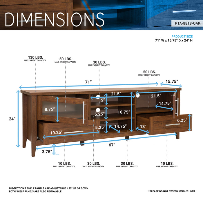 Techni Mobili Contemporary (2-Shelves 2-Drawers) TV Stand