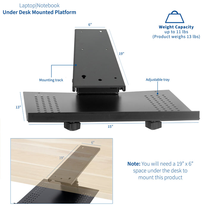 Sliding Laptop Tray Under Desk Mount