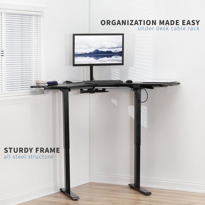 Standing L-Shaped Desk with Black Base (47.2" x 47.2" x 29.2")