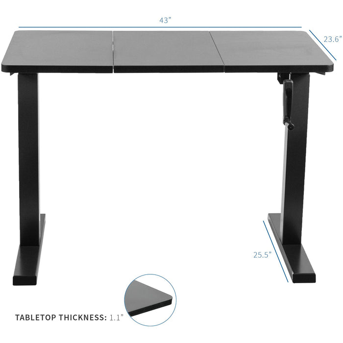 Standing Desk Manual with White Base (43" x 24")