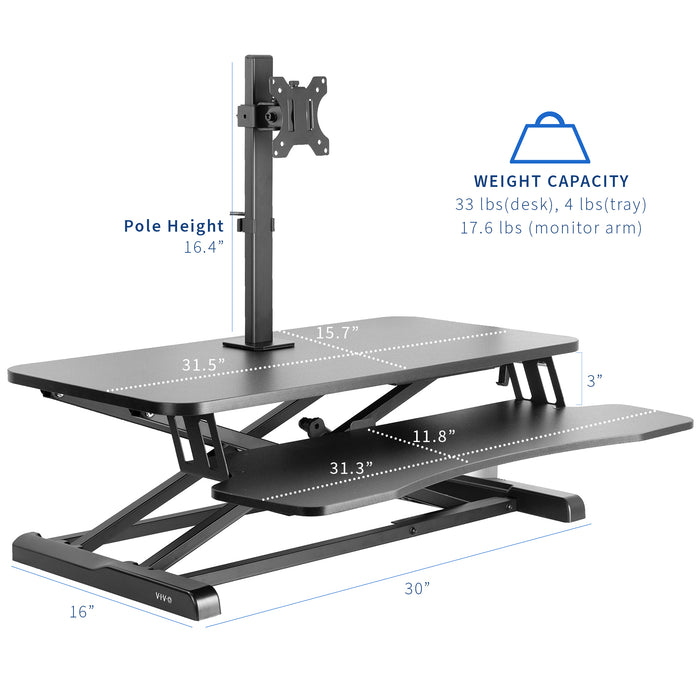 Desk Converter with Single Monitor Stand Mount