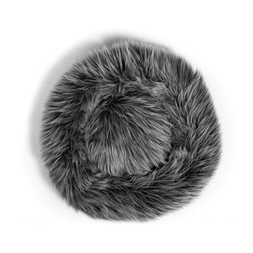 MauPets Fluffi grey long-haired circular pet bed top view