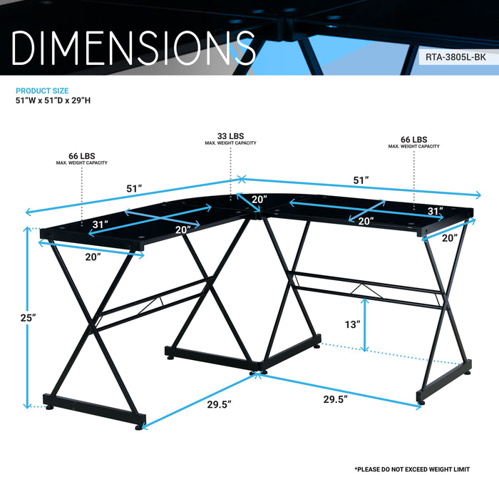 Techni Mobili L-Shaped Computer Desk