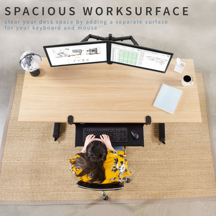 Computer Keyboard and Mouse Under Desk Mount Slider Tray