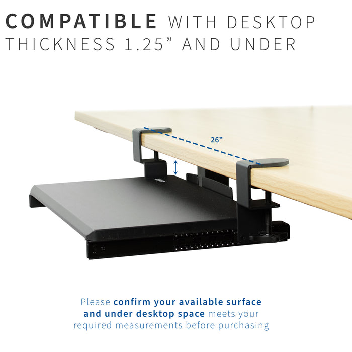 Small Keyboard and Mouse Under Desk Mount Slider Tray