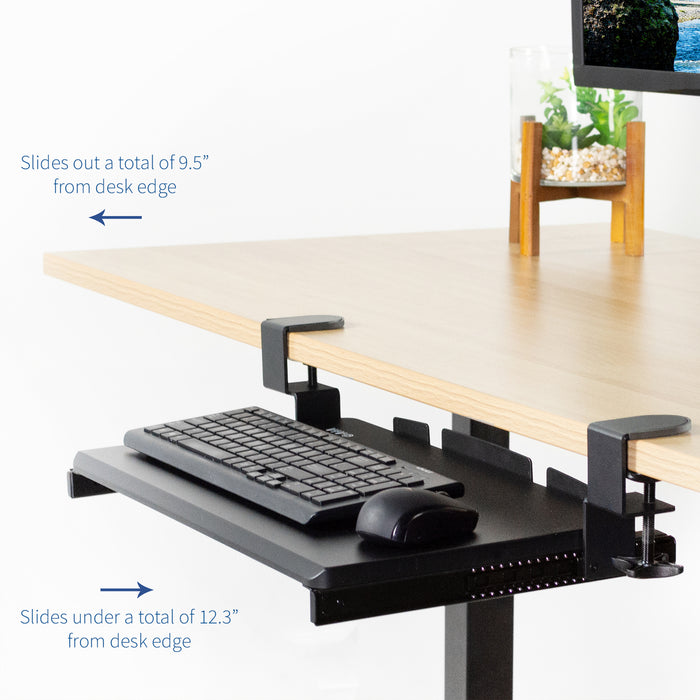 Small Keyboard and Mouse Under Desk Mount Slider Tray