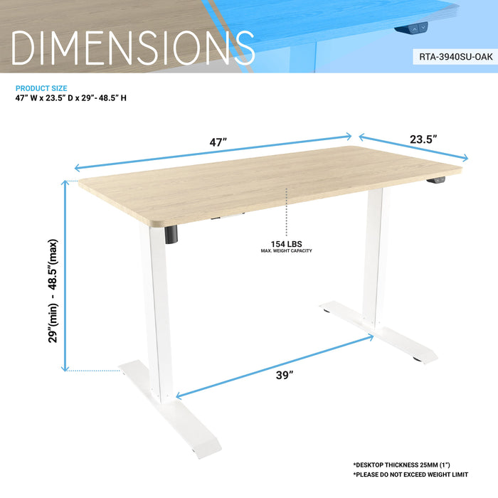 Standing Desk Simple 2-Button (47" x 23")