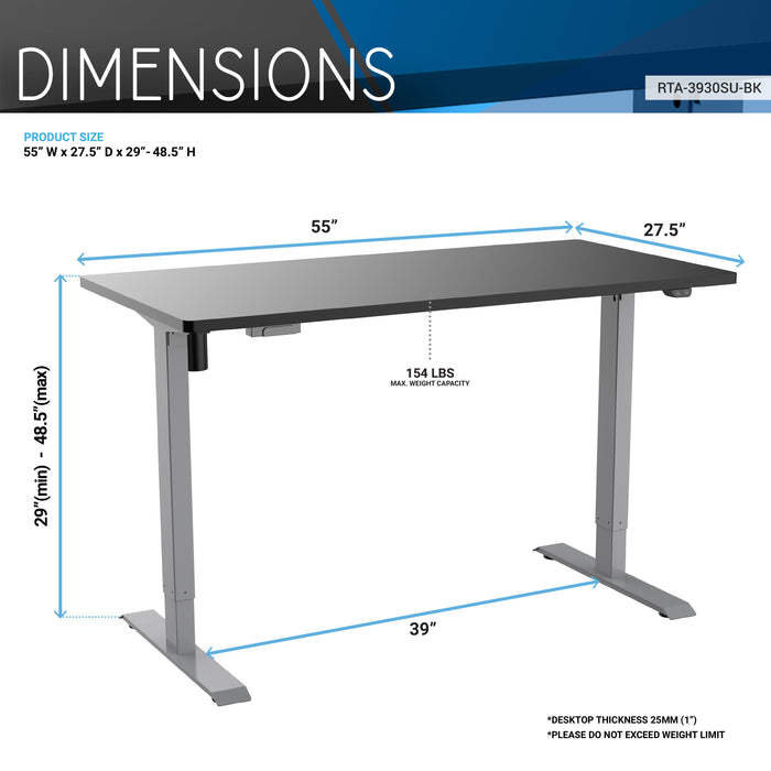 Standing Desk Simple 2-Button (55" x 27")