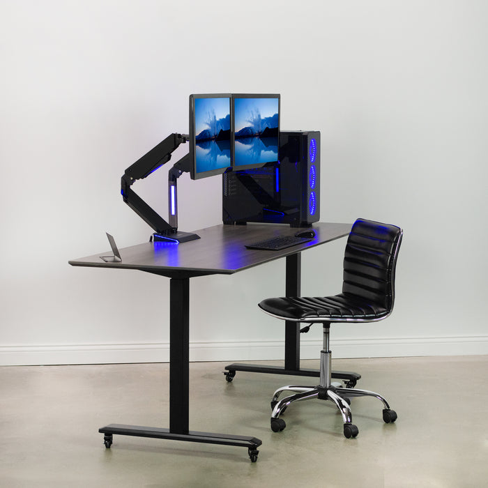 Dual Gaming Monitors Arms Clamp-on Desk Mount Stand