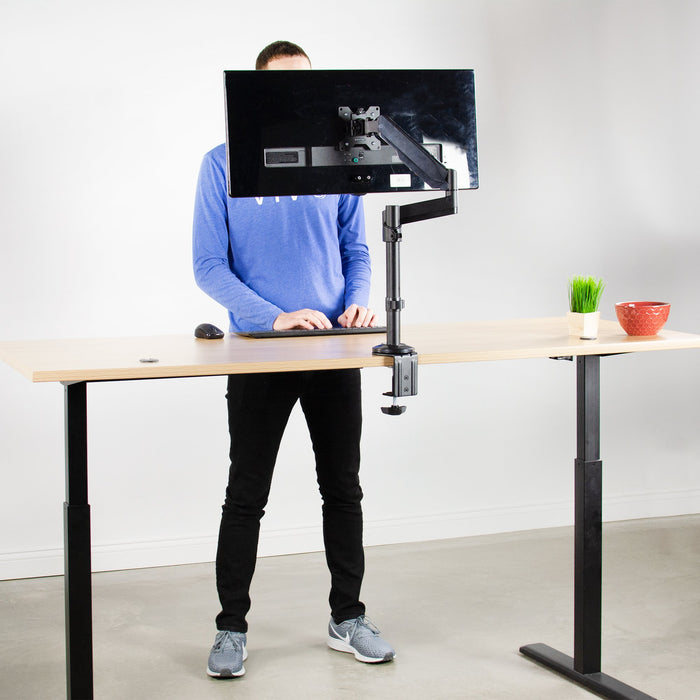 Pneumatic Arm Single Monitor Desk Mount