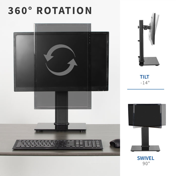 Single Rotating Monitor and TV Desk Stand